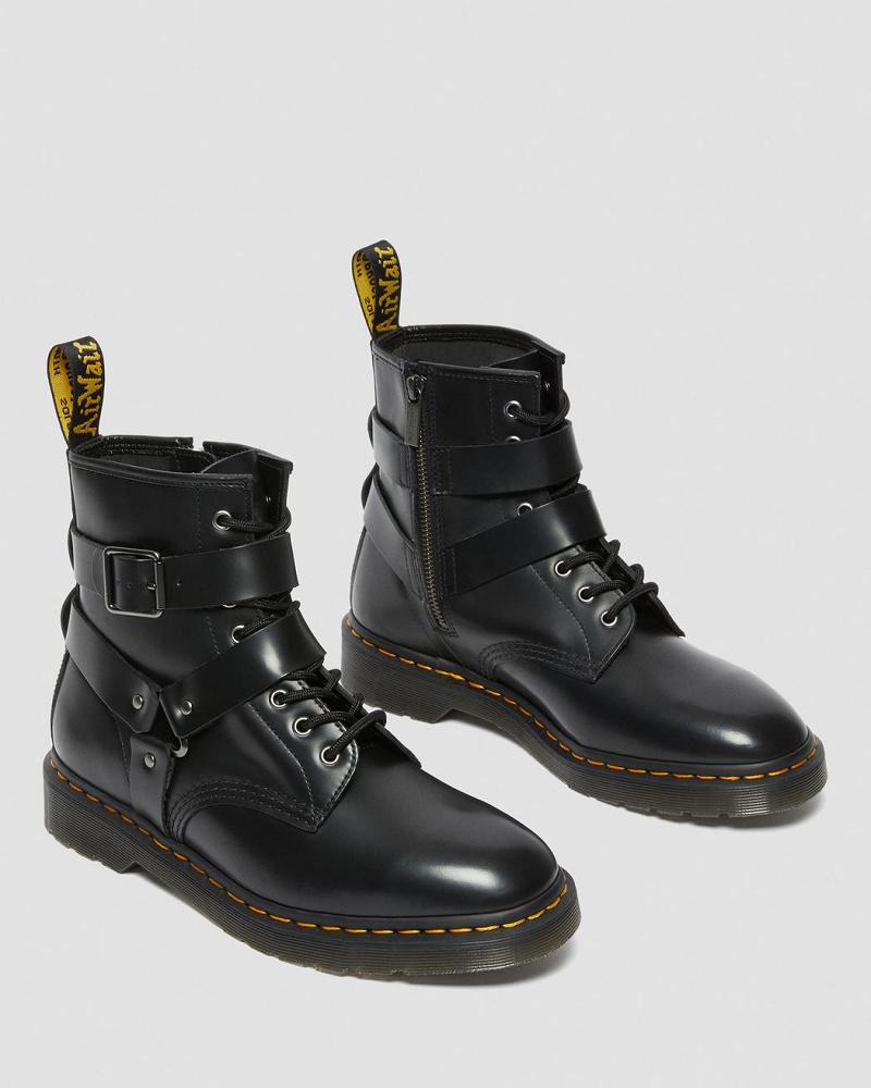 Men's Dr Martens Cristofor Leather Harness Lace Up Boots Black | AU 541KOR